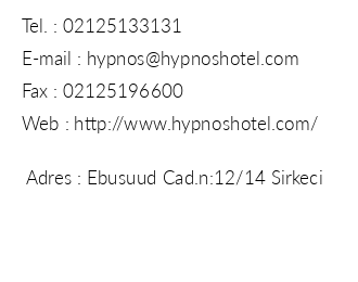 Hypnos Hotel iletiim bilgileri